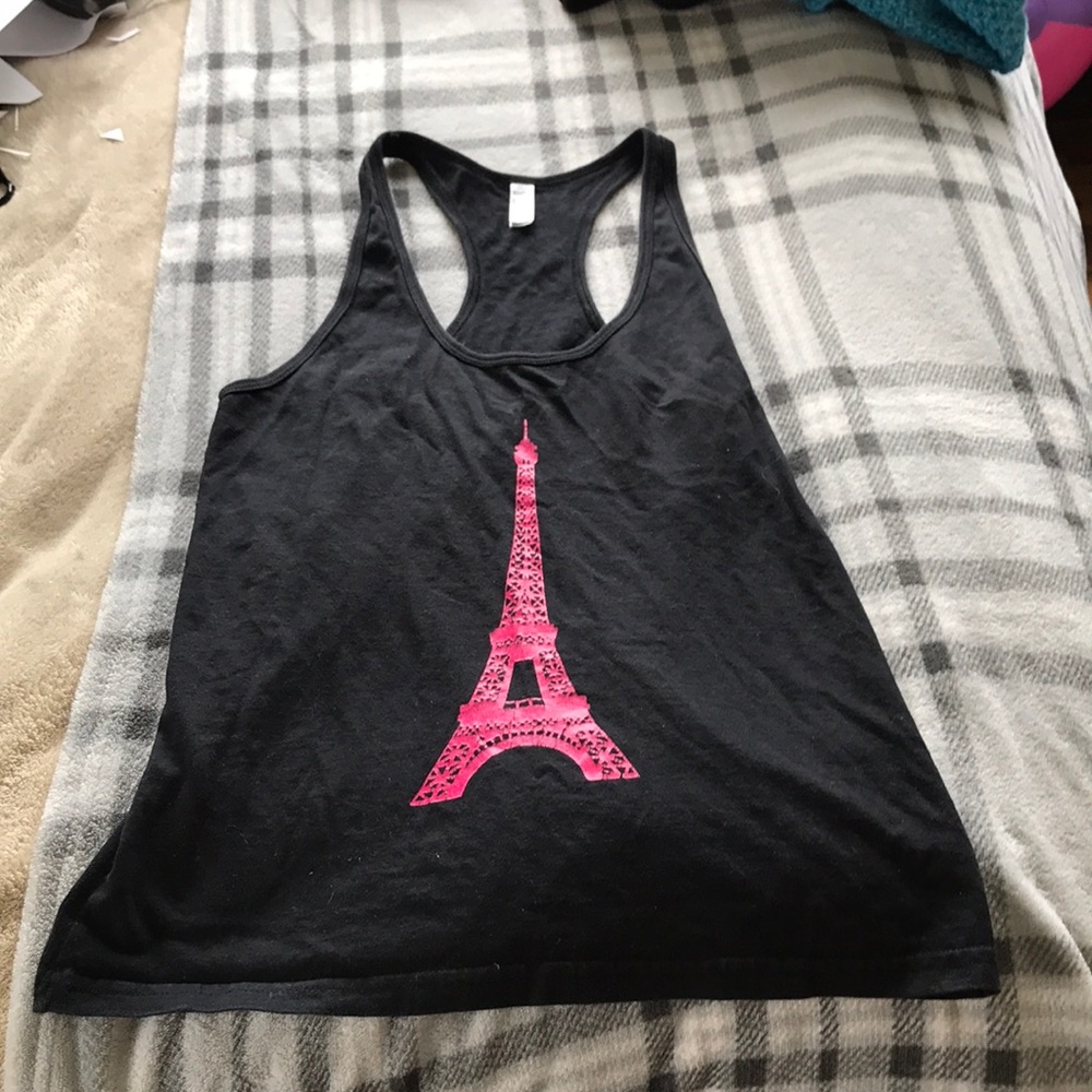 American Apparel Eiffel Tower Pink and Black Tank
